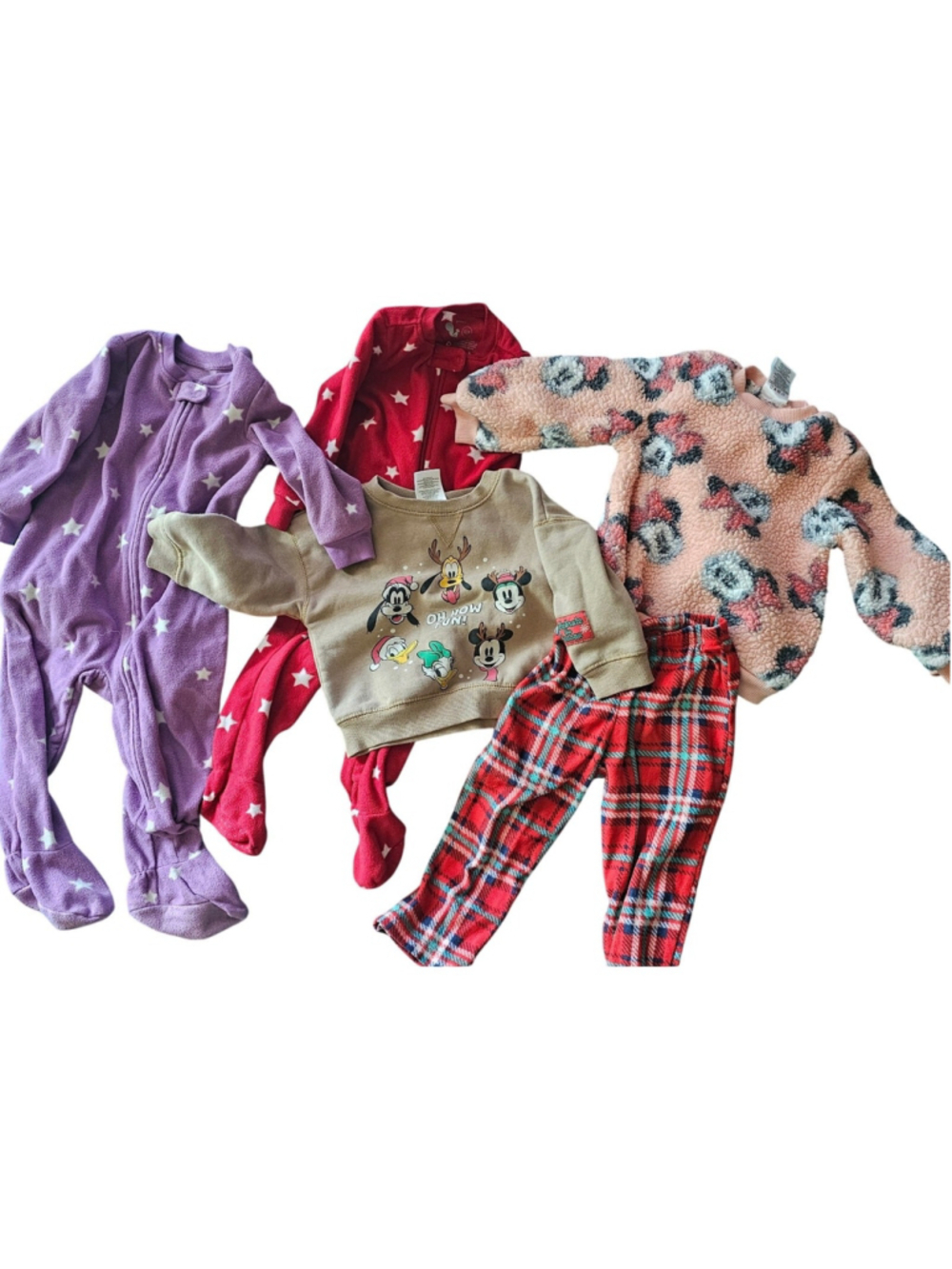 12 - 18 month small winter bundle Christmas warm footies pajamas mickey Disney